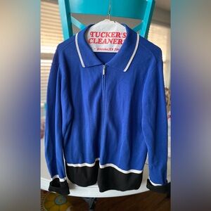 Liz Claiborne jacket in blue, white & black. Size large